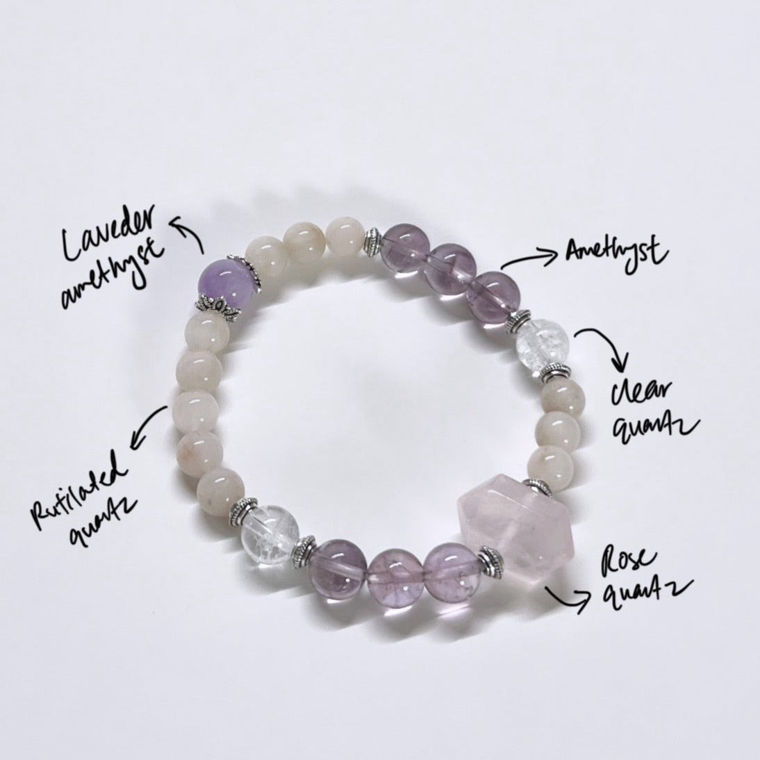 Lavender Amethyst And Rutilated Quartz Bracelet