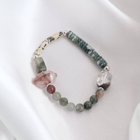 Bloodstone, Fire Quartz And Other Crystals Bracelet