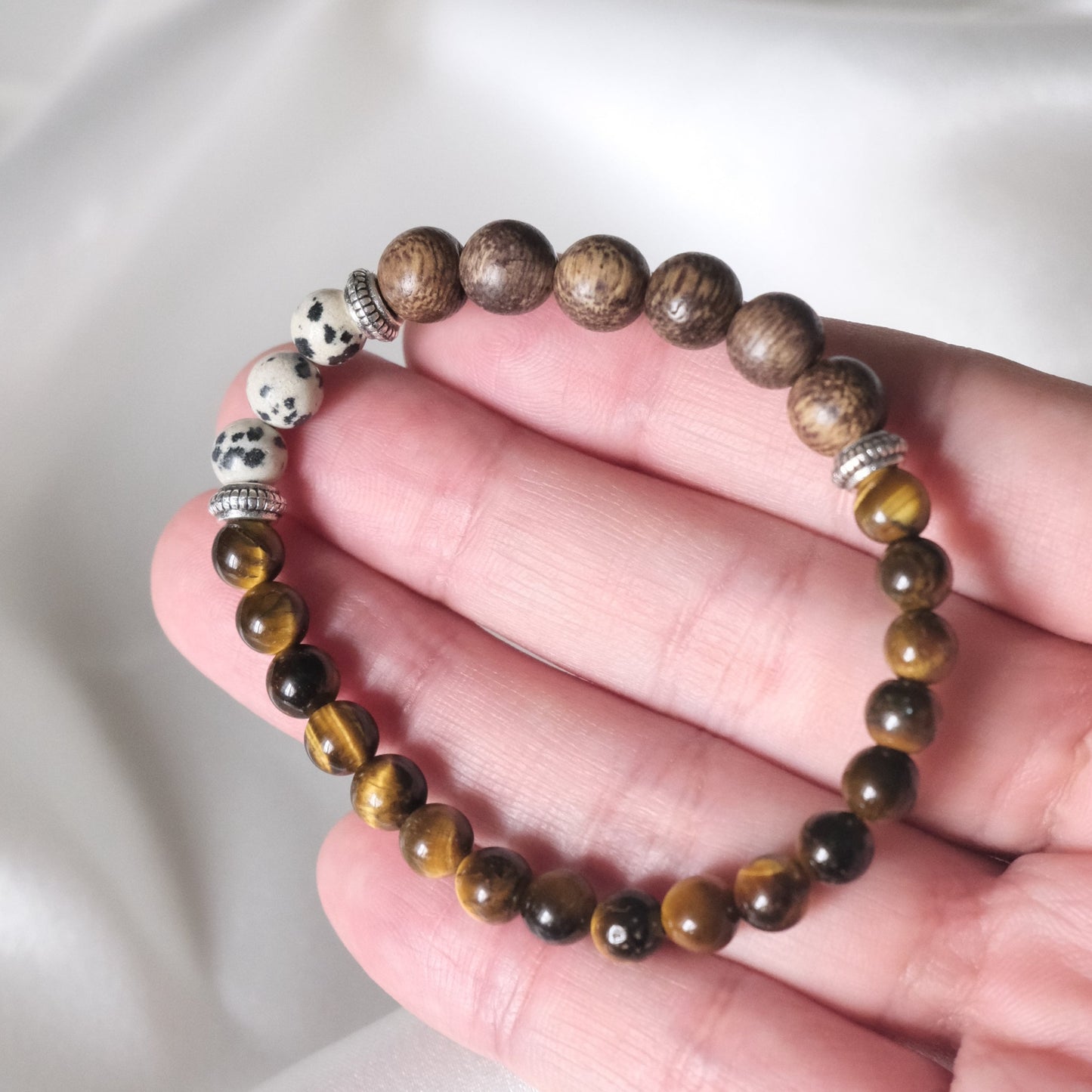 Tiger's Eye And Dalmatian Jasper Bracelet